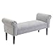 HOMCOM Polsterbank Sitzbank Lounge Sitzhocker Flurbank Bettbank elegant mit gerollten Seiten Leinenstoff Schaumstoff Polyester Hellgrau 132 x 45,5 x 58 cm