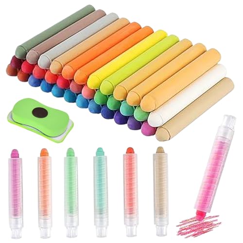 Tiza sin polvo para niños en set de 43 piezas coloridas con borradores lavables