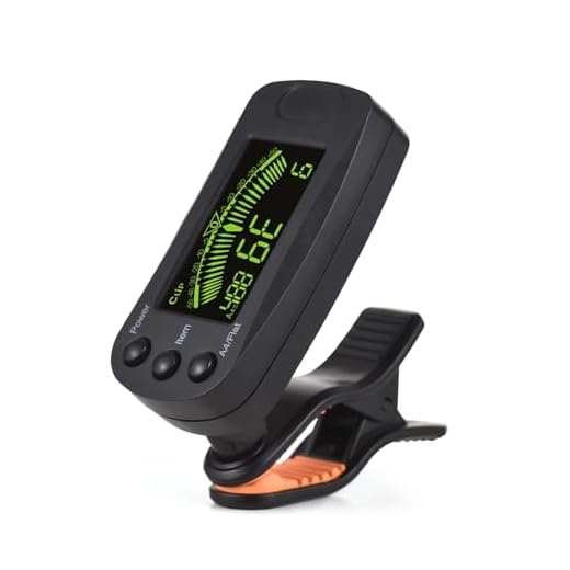 Walmeck El Mejor Afinador de Guitarra, bajo y Violín con Giratorio Plegable, Pantalla LCD Retroiluminada, Portátil, Accesorios Universales