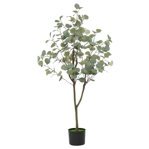 Eucalyptus Tree Artificial 4FT, Faux Eucalyptus Tree Artificial Trees with Lifelike Trunk and Realistic Silk Leaves for Home Decor Indoor, 1 Pack