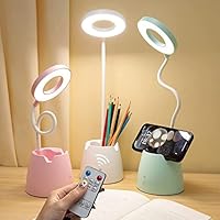 Lampara Escritorio, Verde LED Flexo con Control Remoto, 3 Colore 10 Brillo Flexo Escritorio Niño, Función de Temporización, 4000mAh USB Lámparas de Mesa Recargable, Luz Escritorio Estudiar
