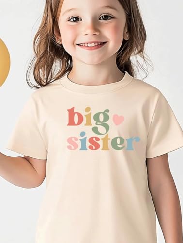 Image of Big Sister Shirt for Girls Toddler Kids Pregnancy Announcement Promoted to Big Sis T-Shirt Summer Short Sleeve Top