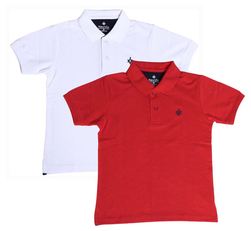 Image of Kids Polo T-Shirt for Boys - Cotton Matty Fabric, Comfortable Fit, Stylish Everyday Wear(Pack of 2)
