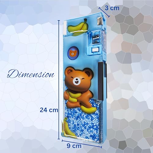 Image of ZAFCO Plastic Pencil Box For Kids Cartoontheme Compass For Boys Geometry For School Going Children Stationaries Organizer Birthday Return Gift School Supplies (Pack Of 1), Blue