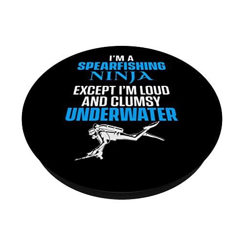 Im A Spearfishing Ninja Except Im Loud And Clumsy Underwater PopSockets Swappable PopGrip, Black - Image 2