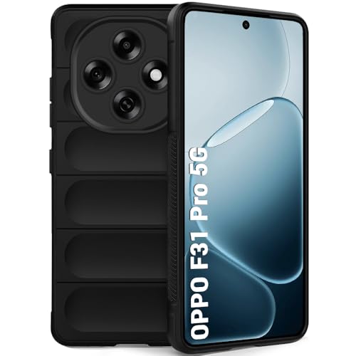 Image of TheGiftKart Liquid Silicon Back Cover Case for Oppo F31 Pro 5G | Shockproof Military Grade Protection | Micro-Fibre Cloth On Inner Side | Anti-Slip Grip Back Cover Case for Oppo F31 Pro (TPU, Black)