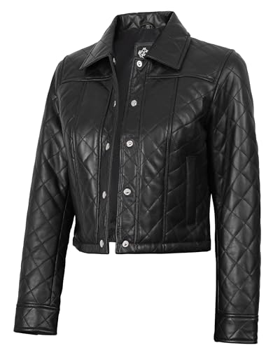 Disc Cropped Leather Jacket - Jacket De Cuero Para Mujer | [1329984] Slvia Qultd Crop L