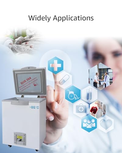 Image of Lab Deep Freezer, 28L, -86℃(-122.8℉) Ultra Low Temperature Freezer, Medical Freezer with Rollers, Laboratory Refrigerator for Storage, Research