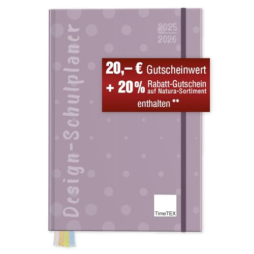 TimeTEX Design-Schulplaner A5-Plus Malve - Schuljahr 2025-2026 - Lehrerkalender - Lehrertimer - 10481