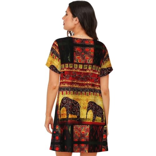 Chemise de nuit imprimée éléphant africain vêtement nuit femme S-3XL - 3