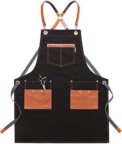 Grembiule da Lavoro, Grembiule per Lavoro, Grembiule da Lavoro in Tela Grembiuli da Cucina Grembiule da Lavoro da Chef Bar Negozio caffè Bellezza for Uomo Donna (Color : C)