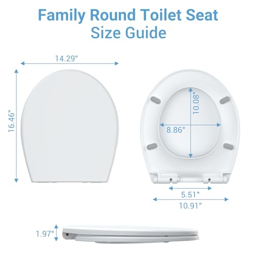Toilet Seat Cover, White Round Toddler Toilet Seat with Secure Lock, Dual-Function Design, Child-Friendly and Adult-Friendly, Easy to Install for Growing Families