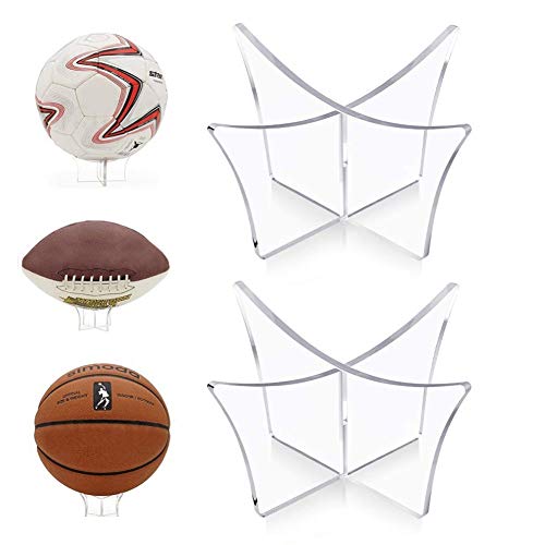 HUYIWEI 2 Stück Fußball-Displayständer Acryl,Ballständer,Displayständer,Ballständer,transparenter Basketballständer,Rugby-Volleyball,Rugby,Volleyball (transparent)