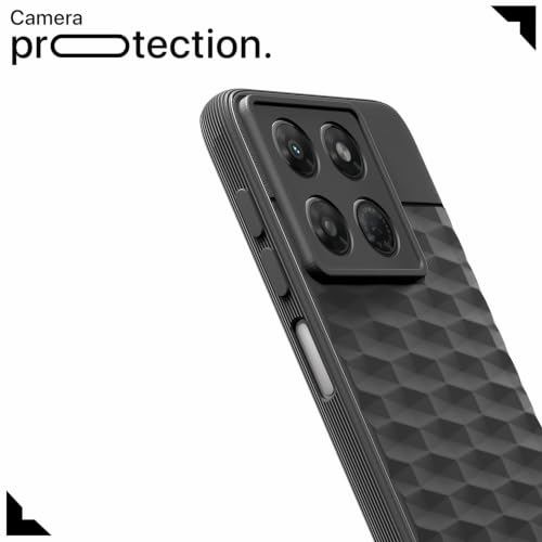 Image of Pikkme Back Cover for Motorola Moto G37 5G Camera Protection 3D Hexa Cube Design Silicone Protective Bumper Case (Black)