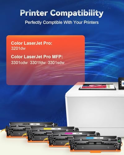 Image of 218X Toner Cartridges with Chip Compatible for HP 3301fdw 3201dw, 4 Pack | 218X W2180X High Yield Toner Use with Color LaserJet Pro 3301fdw 3301sdw 3301cdw, Ideal for Office&School Large Printing Job