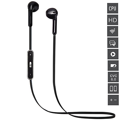 Walker(TM) New Version Wireless Bluetooth 4.1 Sports Headphones Earphones Headsets Music Stereo Noise Cancelling Microphone for iPhone 6 6 plus 5S 4S Galaxy S6 S5 and iOS Android Smartphones(Black)