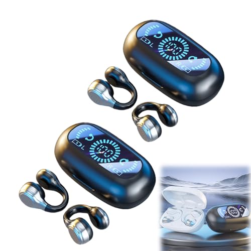 Morrat Ear Clip Headphones, New Wireless Ear Clip Bone Conduction Headphones, Morrat Wireless Bone Conduction, Open Design for Running, Cycling, and Workouts (Black*2)