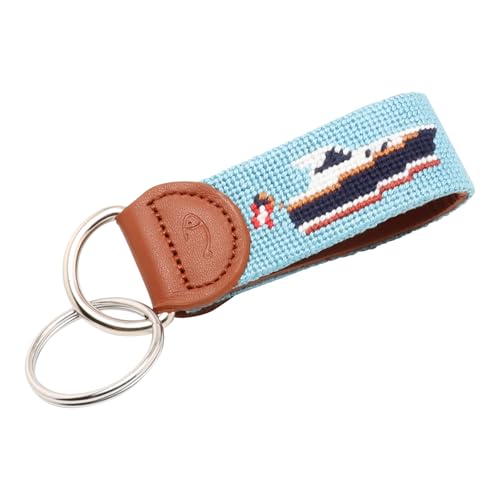 Image of Leather Hand-Stitched Needlepoint Key Fob or Key Chain