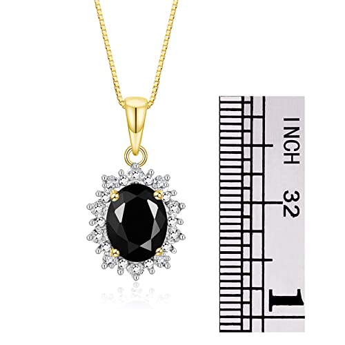 Image of Rylos Women's Yellow Gold Plated Silver Princess Diana Ring & Pendant Set. Gemstone & Diamonds, 9X7MM Birthstone. Matching Friendship Jewelry, Sizes 5-10.