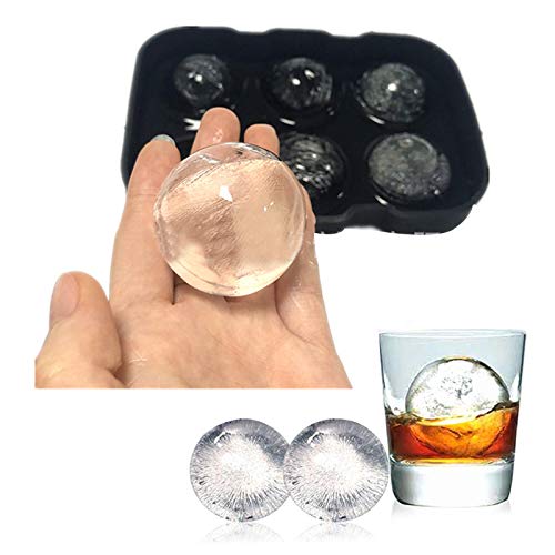 Tianhao - Cubitera de silicona para 6 cubitos de hielo grandes, accesorio de verano, color negro