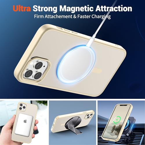 Image of SUPFINE Magnetic for iPhone 11 Pro Max Case Antique White | (Compatible with MagSafe)(Military Grade Drop Protection)Shockproof Translucent Matte Phone Cover