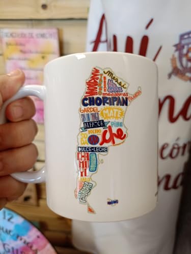 Taza de cerámica "Mapa Argentina". Frases Argentinas. Original. Diseños propios. Personalizados.