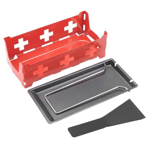 Raclette Grill, Portable Candlelight Cheese Raclette Non Stick Rotaster Baking Tray Stove Set Home Kitchen Grilling Tool