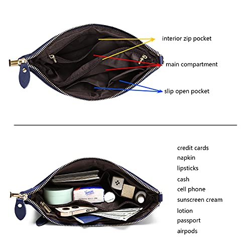 Image of YALUXE Genuine Leather Wristlet Handbags Purses Cell Phone Pocket Clutch Wallet Crossbody Bags for Women