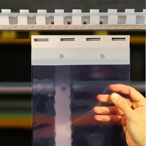 Image of Qlarity Covers 2mm Thick PVC Strip AC Curtain | Size- 48 (20x20x8) 3pcs Inch Wide Hanger X 9 Feet Long | 6 Strips, 8.5 Inches Wide Vinyl Transparent Door Curtain | Mount Hanger for Cold Storage /Office