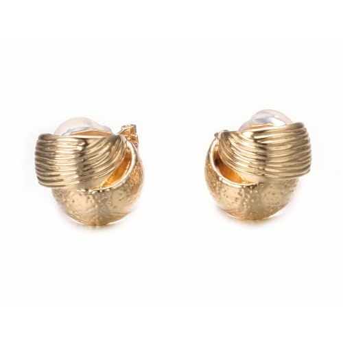 Image of Yoursfs Gold Textured Knot Clip On Earrings for Women Non Pierced Earring 18K Gold Plated Double Half Hoop Earrings Trendy Jewelry