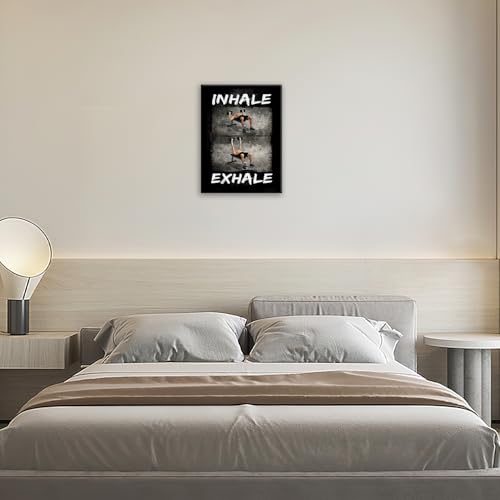 Gym Wall Art Inhale Exhale Workout Pictures Wall Decor Black And White Fitness Canvas Print Motivational Painting Modern Home Decoration Unframed Artwork for Living Room Bedroom Kitchen Office 12"X16" by Calivant - Used condition - Image 3