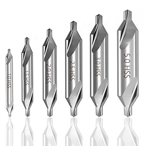 6 Pcs Hss Center Drill Bits Set Combined Countersinks Tool 60 Degree Angle Lathe Mill Metalworking 5/3/2.5/2/1.5/1Mm #TOP29