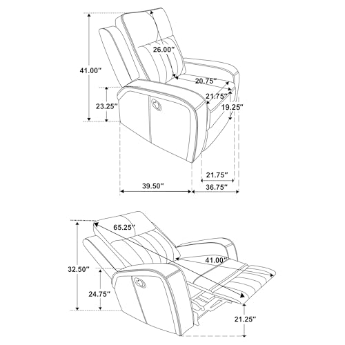 Sillón reclinable tapizado Gris miniatura 3