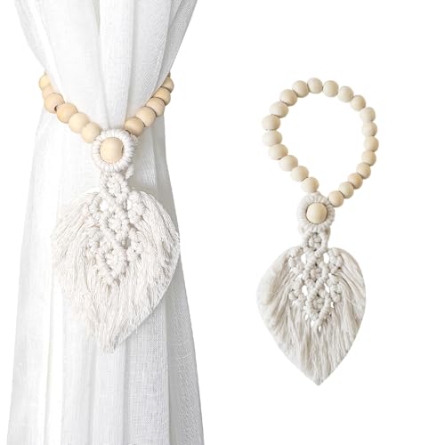 Corbata de cortina hecha a mano en algodón blanco para salón 2