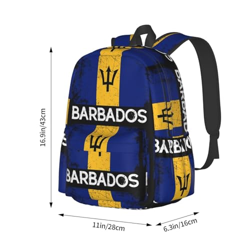 Vintage Barbadian Barbados Flag Laptop Commuter Backpack Shoulder Bag Casual Back Pack Daypack Bags With Side Pockets For Work Travel Daily Use4