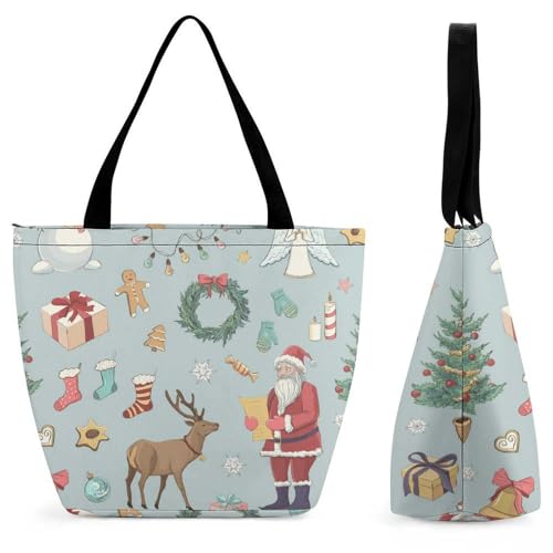 Sac shopping renne du Père Noël grand format pour vos voyages et sorties