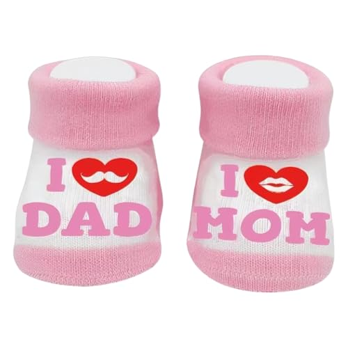 PHYNDR 1 par de calcetines de algodón para recién nacidos, calcetines para bebés, regalo para nuevas mamás, bonitos (rosa)