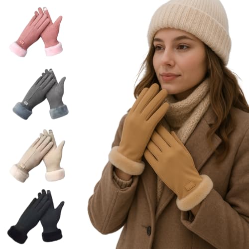 Luva Feminina Touch Térmica Forrada Inverno Frio Intenso Elegante (Rosa, Único)
