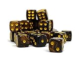 25 Count Pack of 12mm D6 Dice - Matching Collection of 6 Sided Dice with Pips (Yellow and Black...