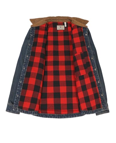 ZENTHACE Men's Flannel Lined Denim Washed Work Shirt Jacket, Fall Winter Utility Jean Shacket3