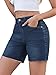 Bosmeer Y2K Shorts for Women Stretchy Mid High-Waisted Jean Shorts Vintage Raw Hem Denim Summer Jorts Cowboy Chic Outfits 2026 Fashion Trendy