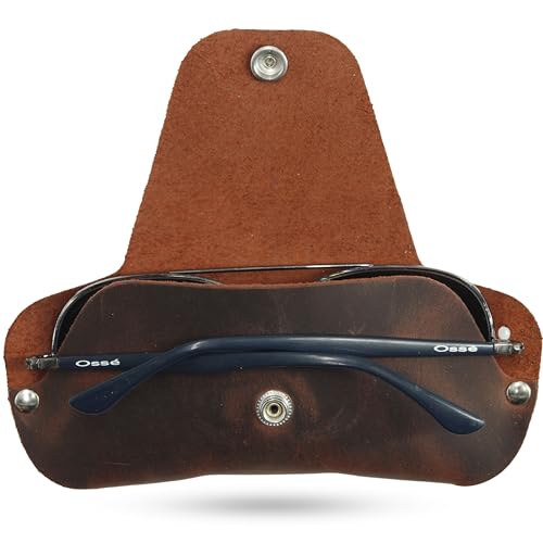 Image of Toprank Leather Eyeglass Case - Handmade Slim Sunglasses Holder, Genuine and Universal Fit for Men and Women