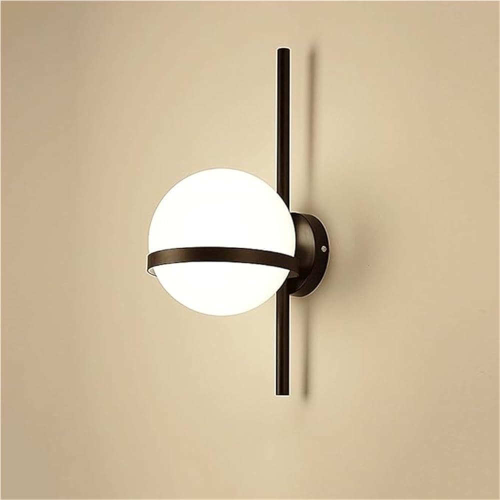 SYAXVOM Nordic Modern Wall Mount Lights White Glass Ball Lampshade Sconces E26/E27 Base Lamp Bedroom Living Room Light for Bathroom Mirror Hallway Dining Roo