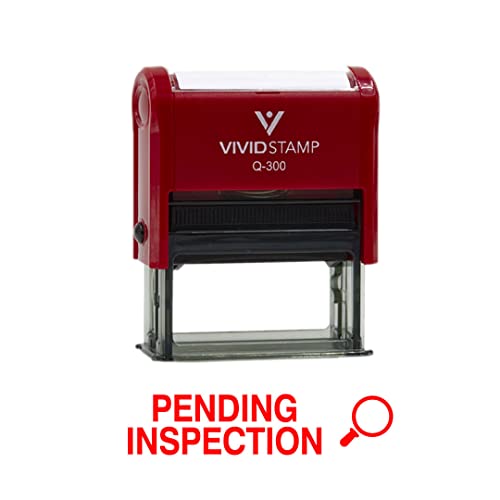 Vivid Stamp Pending Inspection Business Self-Inking Rubber Stamps (Red Ink) - Q-200