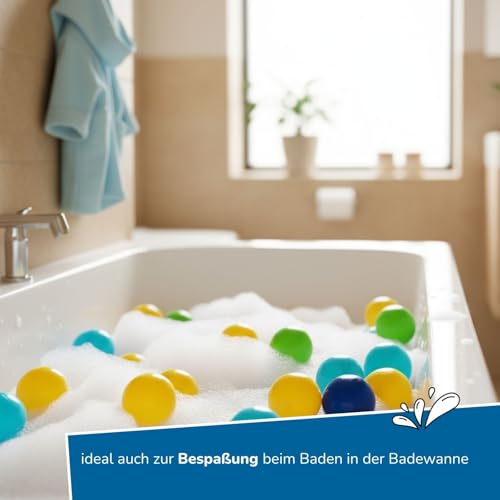 alldoro 60382 Bällebad Bälle 100 Stück, Ø 6 cm, Bunte Spielbälle aus Kunststoff in Netztragetasche, für Kinder ab 10 Monaten