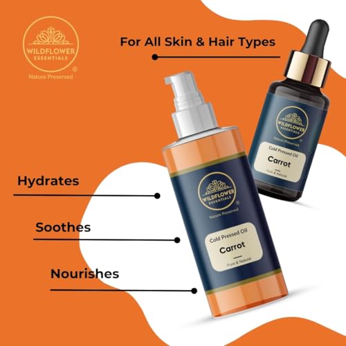 Image of Carrot Oil Cold Pressed for Face Skin Hair & Body Hydration Pure & Natural (30ml)