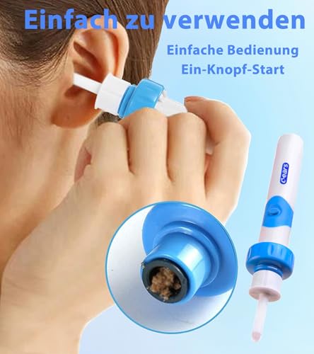 Oroclear Ohrenschmalz-Sauger Set,Elektrisch Ohrenreiniger Entferner,Ohrenschmalz-Reiniger Mit 2 Waschbaren Ersatzköpfen Sicheres Und Weiches Ear Cleaner,FüR Kinder Und Ohrreiniger Erwachsene