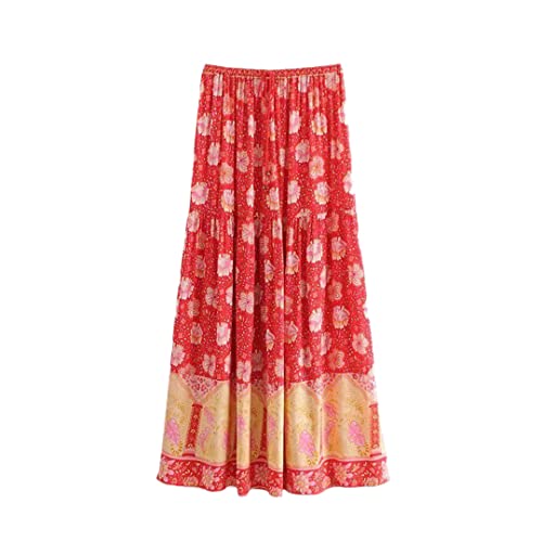 Jupe style hippie imprimé floral pour femme vêtement de plage fluide