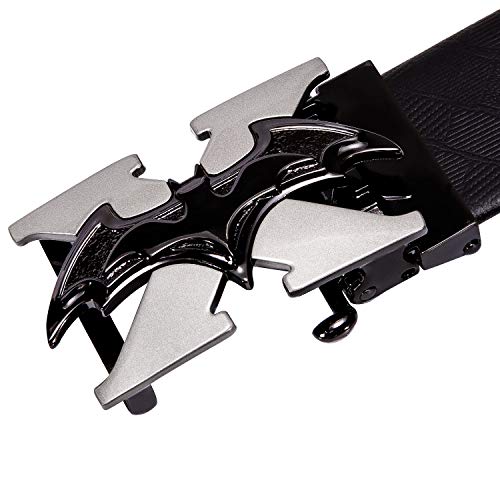 Dubulle Men Designer Belt Batman Belt Genuine leather Black Fashion Adjustable Sliding Automatic Buckle for Casual Party Gift3