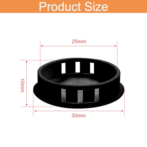 Image of 25PCS 1 Inch / 25mm Hole Plugs, Plastic Flush Type Hole Plugs Snap in Locking Hole Tube, Furniture Fencing Post Pipe Insert End Caps (Black)